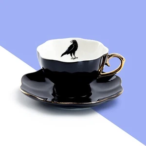 Grace Teaware Raven Black Tea Cup and Saucer - Picture 1 of 3