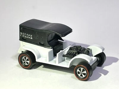 ⭐️CUSTOM MADE White/black  Hot Wheels  1969 Police 3 Paddy Wagon WOW😎😎 REDLINE - Image 1 of 4