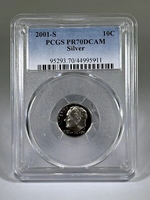 2001 S 10C Silver Roosevelt Dime PCGS PR70DCAM - Image 1 of 2