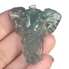 1.85" Natural Fluorite Hand Carved Elephant Head Pendant  #37D74