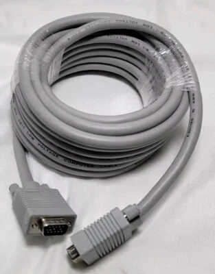 Cables VGA Monitor Cable 25 ft SXGA HD15 M/M Low Voltage Grey Cable  - Image 1 of 4