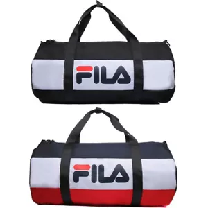 Fila Ted Holdall Unisex Canvas Duffle Bag In Black White/White Blue Red - Picture 1 of 7