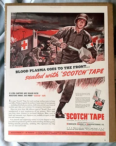 Grande Pubblicità Nastro Scozzese Vintage Ambulanza di Guerra Seconda Guerra Mondiale Combattimento Plasma Sangue - Foto 1 di 1