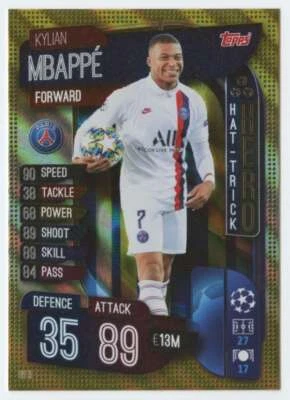 2019-20 Topps Match Attax UEFA Champions League Hat-Trick Hero HH5 Kylian Mbappe - Image 1 of 2