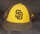 Chapeau casquette San Diego Padres 50th Anniversary New Era 59Fifty 7 5/8 marron jaune