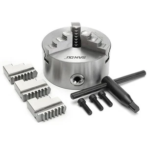 Genuine Quality Sanou 3 Jaw Self Centering Metal Lathe Chuck Reversable Jaw+Key - Picture 1 of 8
