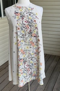 NWT Altard State Floral Cream Trapeze Shift Dress Small Fairy Garden Chiffon - Picture 1 of 8