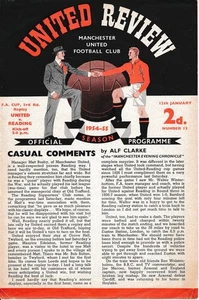 Manchester United v Reading (FA Cup) 1954/1955 - ungewöhnliches 4-seitiges Programm - Bild 1 von 1