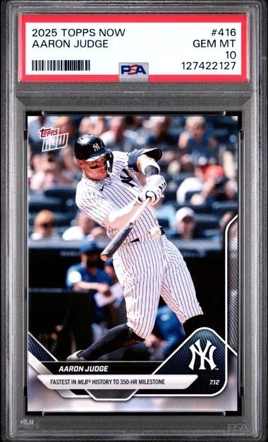 PSA 10 AARON JUDGE #416 2025 TOPPS AHORA MÁS RÁPIDO EN LA HISTORIA DE MLB A 350 HR Yankees Foto 1 de 2