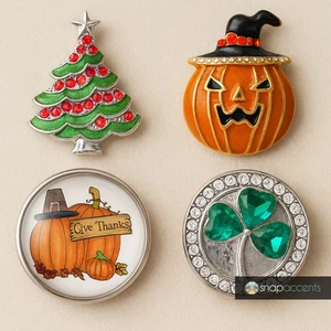 Snap Schmuck 4 Charm Set - Weihnachten, Halloween, Thanksgiving, St. Patrick's Day - Bild 1 von 13