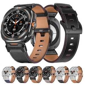 Bracelet En Cuir Véritable Pour Samsung Galaxy Watch Ultra 47mm Léger Et Ajustab - Zdjęcie 1 z 24