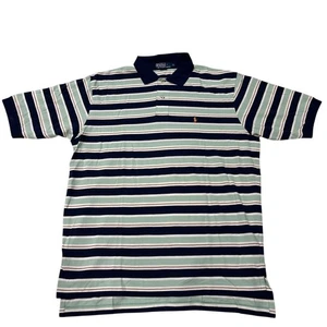 De Colección Polo Ralph Lauren Camisa Para Hombres XL Azul Verde Rayas Polo Manga Corta Preppy - Imagen 1 de 9
