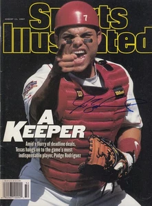 HOF Ivan Pudge Rodriguez signed Autogramm 1997 ohne Etikett Sports Illustrated SI - Bild 1 von 1