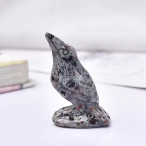 Natural Yooperlite Carved Raven Statue Home Decor UV Reactive Gemstone Healing - Picture 1 of 6