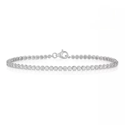 Moissanite Tennis Bracelet Solid 14K White Gold 7 CT Round Cut VVS1 - Image 1 of 2