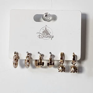 Conjunto de 3 Pendientes Colección Parques Disney Dije Icono Aro Marie Nuevos con Etiquetas - Imagen 1 de 4