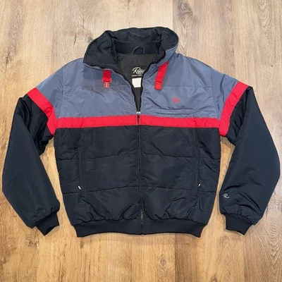 Chaqueta de esquí Roffe vintage años 70 para hombre abrigo de nieve grande a rayas Hot Dog carreras retro Foto 1 de 4