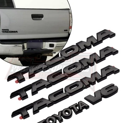 5PCS Door Emblem Overlay For 2005-2015 Tacoma V6 Tailgate Matte Black Out Badge - Image 1 of 4