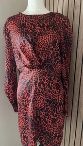 New Look Red Black Animal Print Dress size 16 - Picture 1 of 6