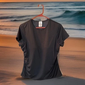 Lands End Swim Shirt Top Built-in Bra Size 10 36x34” Rash Guard Short Sleeve - Picture 1 of 9