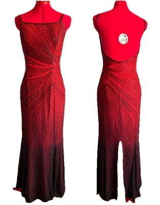 Vintage Y2K Beaded Prom Maxi Dress Silk Formal Gown - Image 1 of 4