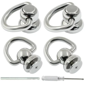 Paquete de 4 remaches con tachuelas de bola de latón anillos en D cartera giratoria bolso de mano herrajes - Imagen 1 de 5