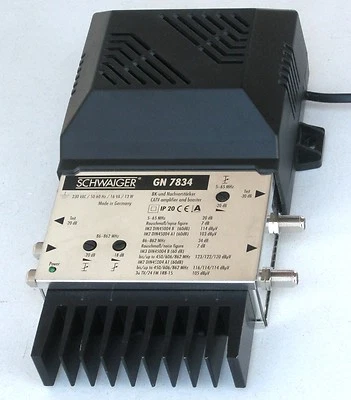 Schwaiger GN 7834 ▪ BK-Verstärker, 34dB, 120dBµV, Kabel,aktiver Rückkanal 65 MHz - Bild 1 von 4