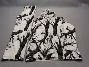 VTG Whitewater Outdoors Treebark White Camo Full Zip Hoodie + Pants Size XXL/L - Picture 1 of 17