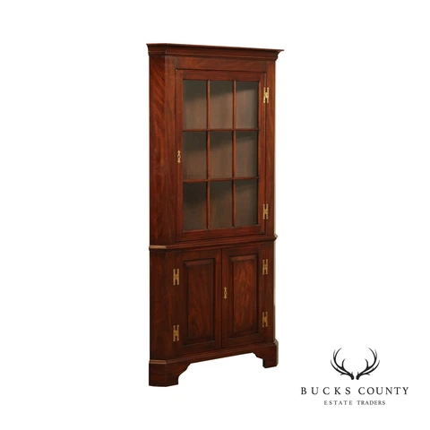 Henkel Harris Georgian Style Mahogany and Glass Corner Cabinet Cover