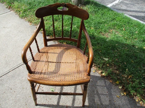 Antique Oak Caned Arm Chair Cover