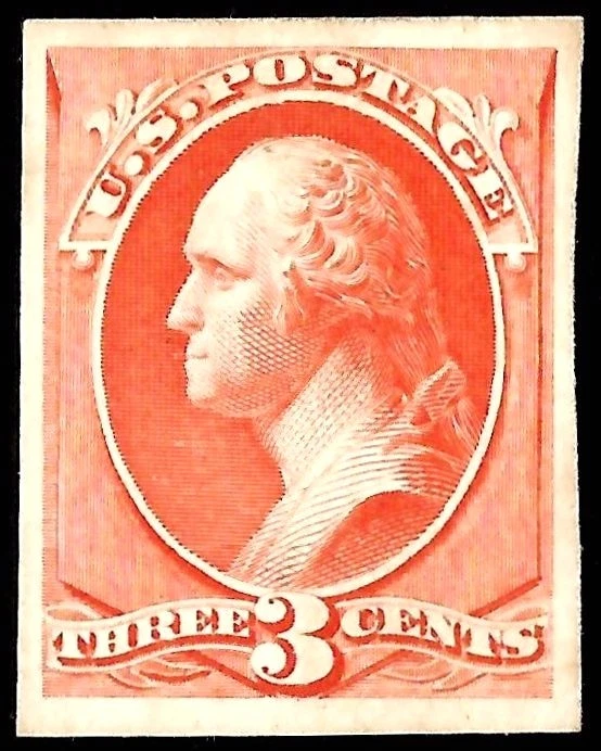 US Sc# 214P4 *MINT NGAI* { -XF- 3c WASHINGTON } NICE PROOF ON CARD FROM 1887 - Image 1 of 1