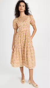 Lost + Wander Sun Dance Midi Dress Size Medium Floral Fit Flare Long Midi - Picture 1 of 15
