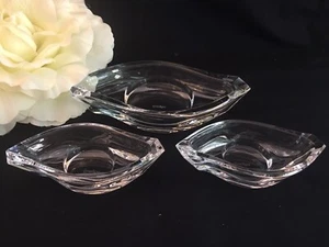 Orrefors Sweden Candle Holder Set Of 3, Boat Shape - Picture 1 of 3