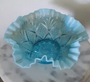 Dugan Blue Opalescent Reflecting Diamonds Novelty Bowl - Picture 1 of 2