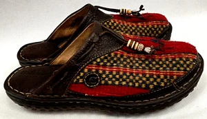 BORN 6538 Wool Leather Clogs Women's Size 7 Mule Southwestern Pattern Tassel - Picture 1 of 9