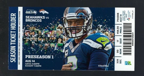 2015 NFL DENVER BRONCOS @ SEAHAWKS FULL UNUSED FOOTBALL TICKET - SUPER BOWL 50 Cover