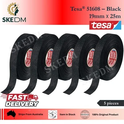 Tesa Tape 51608 - Black, Black Interior Wiring Harness Fleece tape. 5 Pack - Image 1 of 2