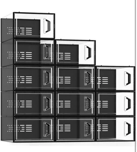 12 Pack Shoe Organizer Storage Boxes Stackable Plastic - Picture 1 of 3