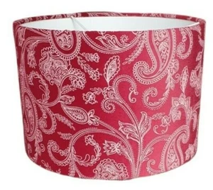 Handmade Burgundy Suede & white Paisley Lampshade for Ceiling / Table & Standard - Picture 1 of 1