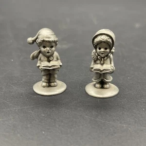 Two Vintage Charisma Pewter Mini Caroler Figurines - Picture 1 of 8