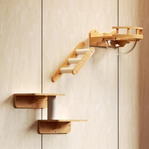 PETOMG Cat Shelves Set, Cat Wall Furniture | Rubber Wood - Picture 1 of 5