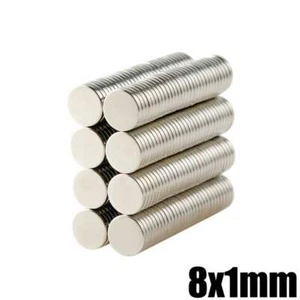 10pcs 8x1mm Super Powerful Strong Round Neodymium Disc Magnets N35 Rare Earth IR - Bild 1 von 1