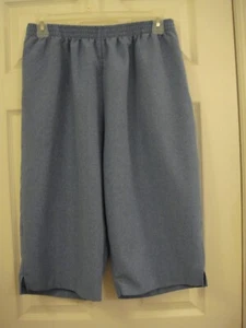 Women's Bon Worth Blue Denim Look Capris Elastic Waist Pull On Pants Size XLP - Picture 1 of 8