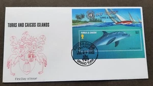 *FREE SHIP Turks & Caicos Islands Eco Tourism 2002 Dolphin Marine Life (FDC) - Picture 1 of 5