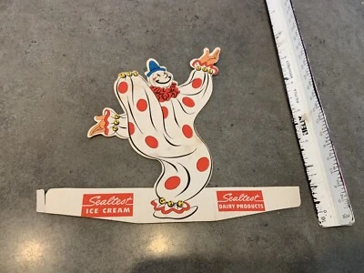 Vtg SEALTEST Circus Clown Ice Cream Cup Wrap Unused 1940-1950’s Missing Shoe - Image 1 of 4