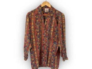 100% Silk Aztec style print ladies blouse size small - Picture 1 of 5