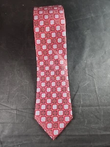 Corbata de seda de diseñador roja geométrica JOSEPH A BANK Executive Collection para hombre - Imagen 1 de 3