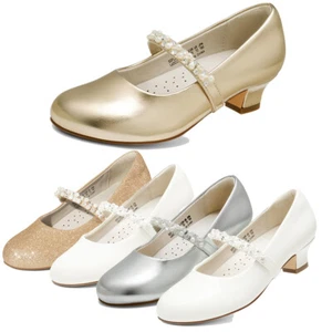 Girls Low Heel Pumps Dress Shoes Mary Jane Shoes Princess Shoes Wedding Shoes - Picture 1 of 16