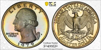 Toned 1979 S Type 2 PR 69 DCAM Washington Quarter PCGS Graded Certified Slab 85 - Image 1 of 4