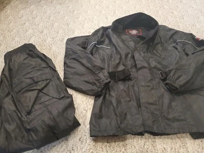 vintage MILWAUKEE MOTORCYCLE CLOTHING RAIN JACKET & pants RIDING COAT size large - Image 1 of 4